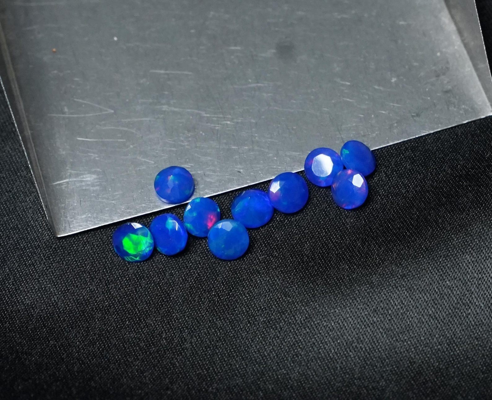Natural Sky Blue Ethopian Opal Round Faceted Cut 3mm To 10mm Loose Gemstone