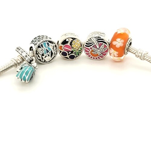 Pandora 925 assorted Summer Beach Dangle slide bead enamel glass charms NEW