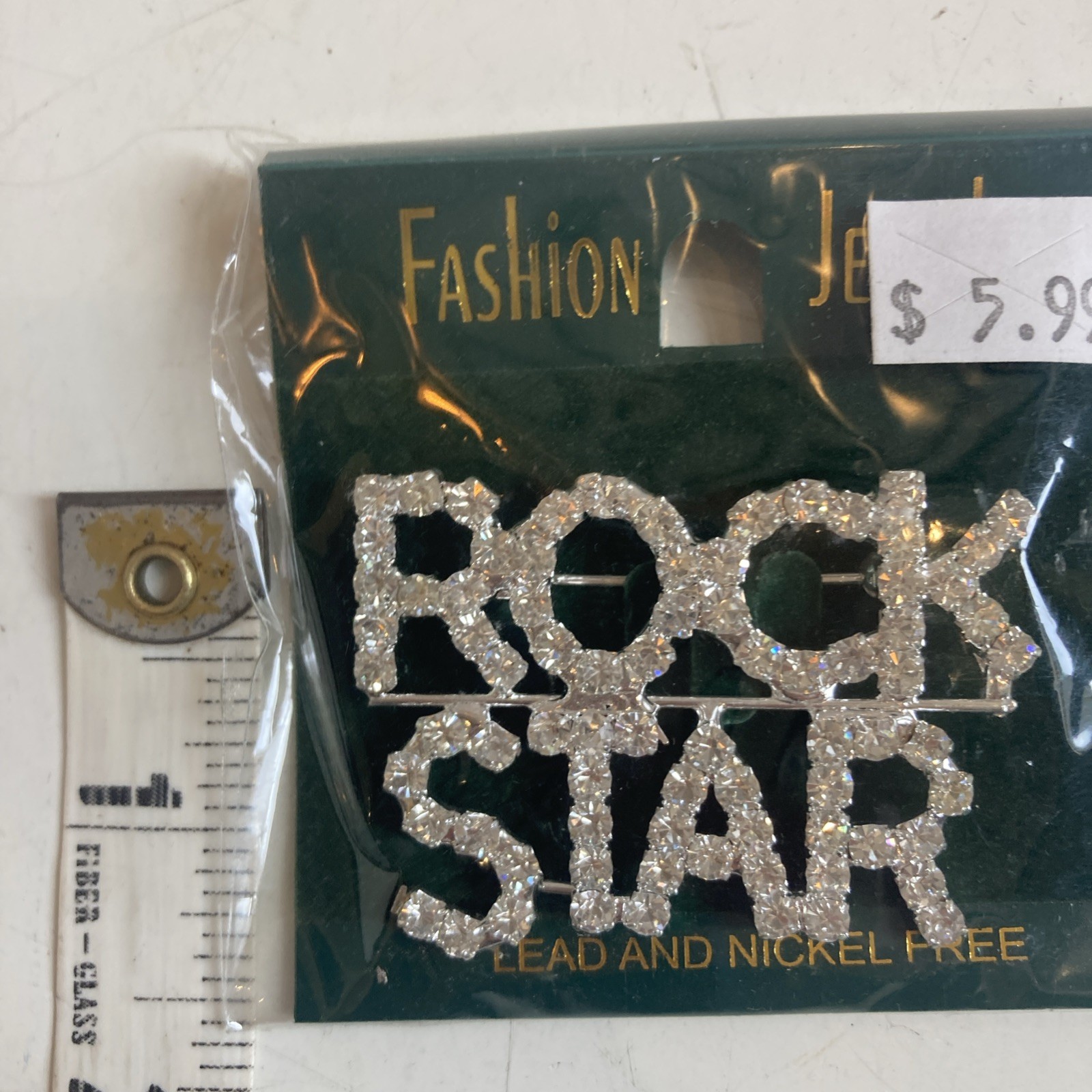 Vintage Rhinestone Rock Star Pin Brooch Lead And Nickel Free