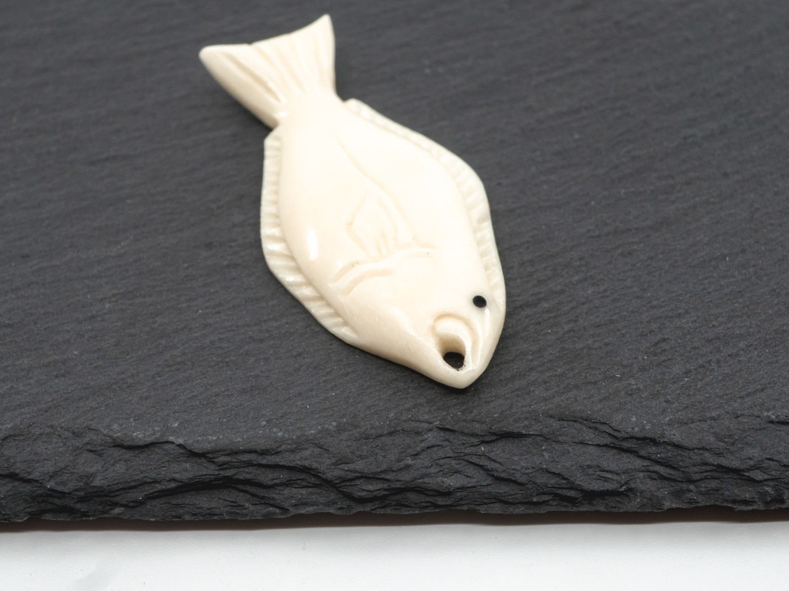 Hand-Carved Bone Halibut Fish Pendant – Fishing Ocean Beach Jewelry