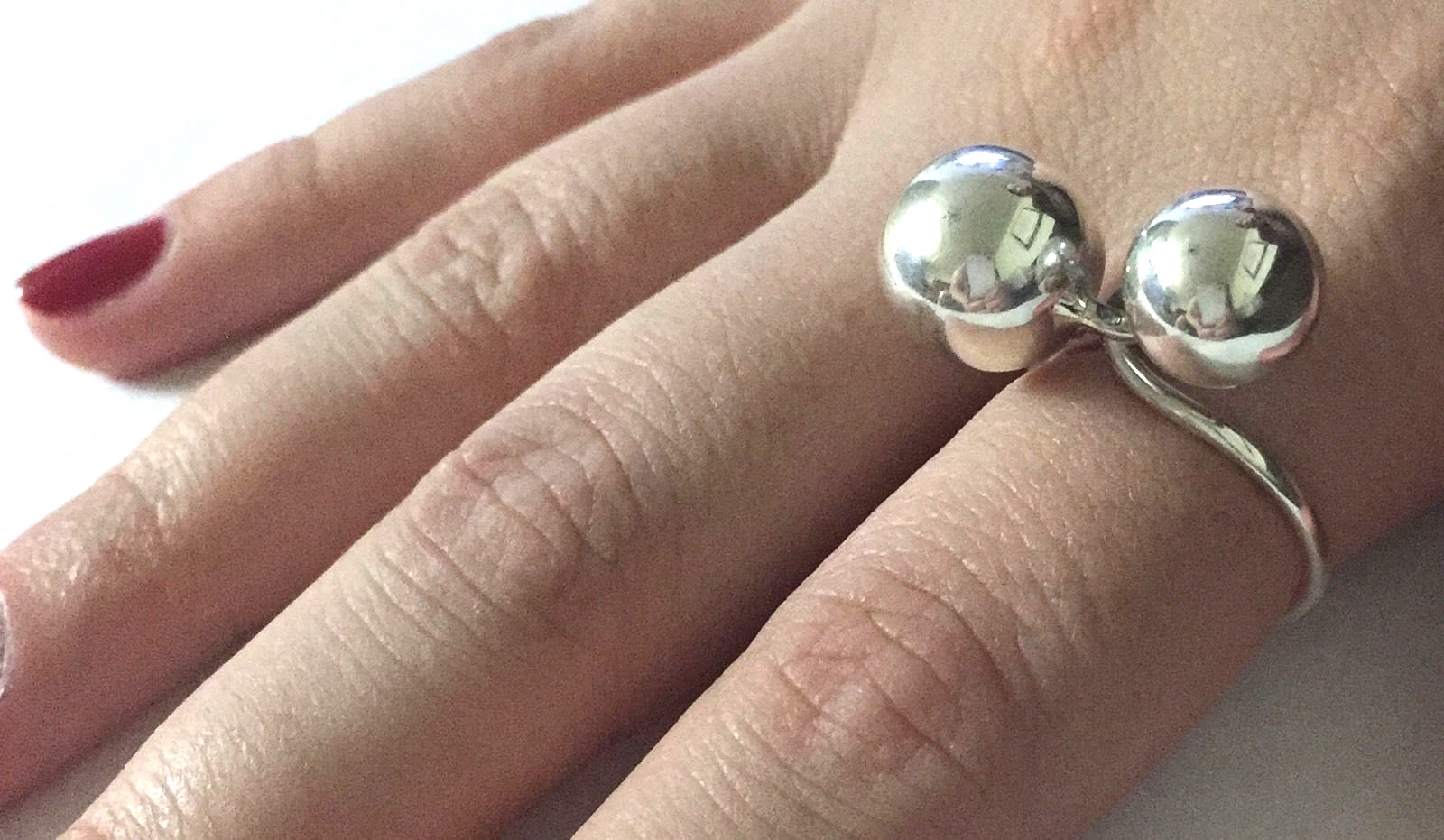 NEW 12mm/8mm SOLID 925 Sterling Silver Duo Twist Sphere BALLS ring 5.36g Size 8