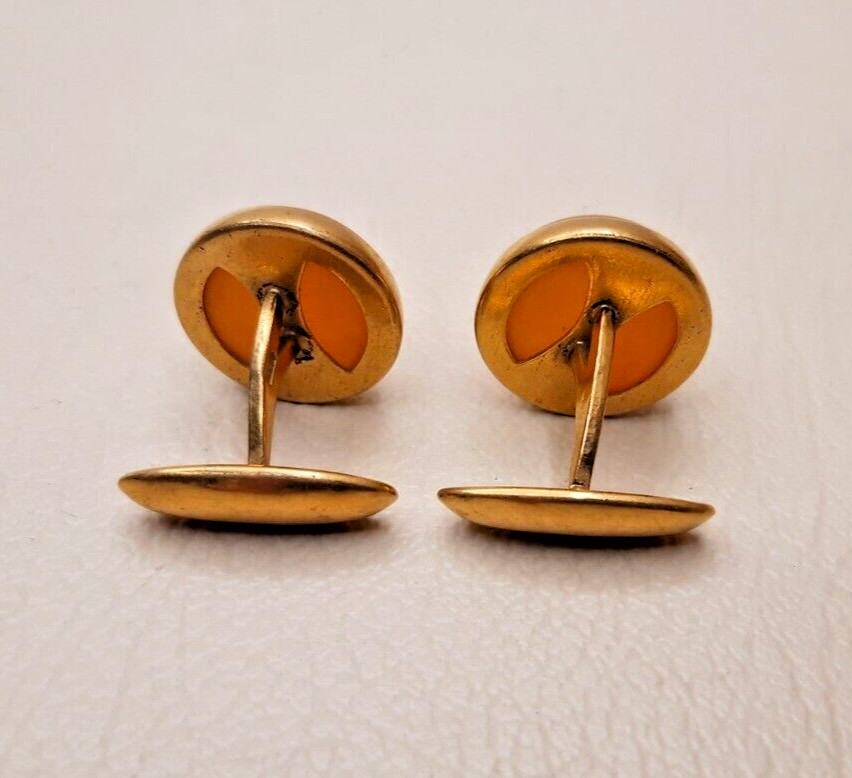 Vintage Cufflinks of the USSR 4ЯК 1950s Honey Amber. Brass. Gilding