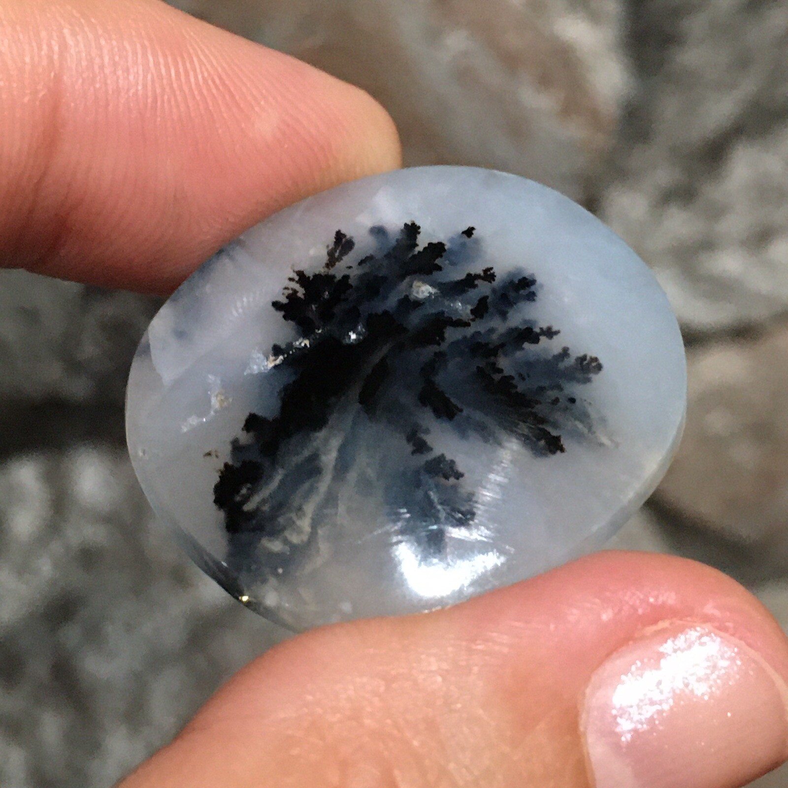 30.5x27x6mm Dendrite Agate Picture Cabochon Loose Stone