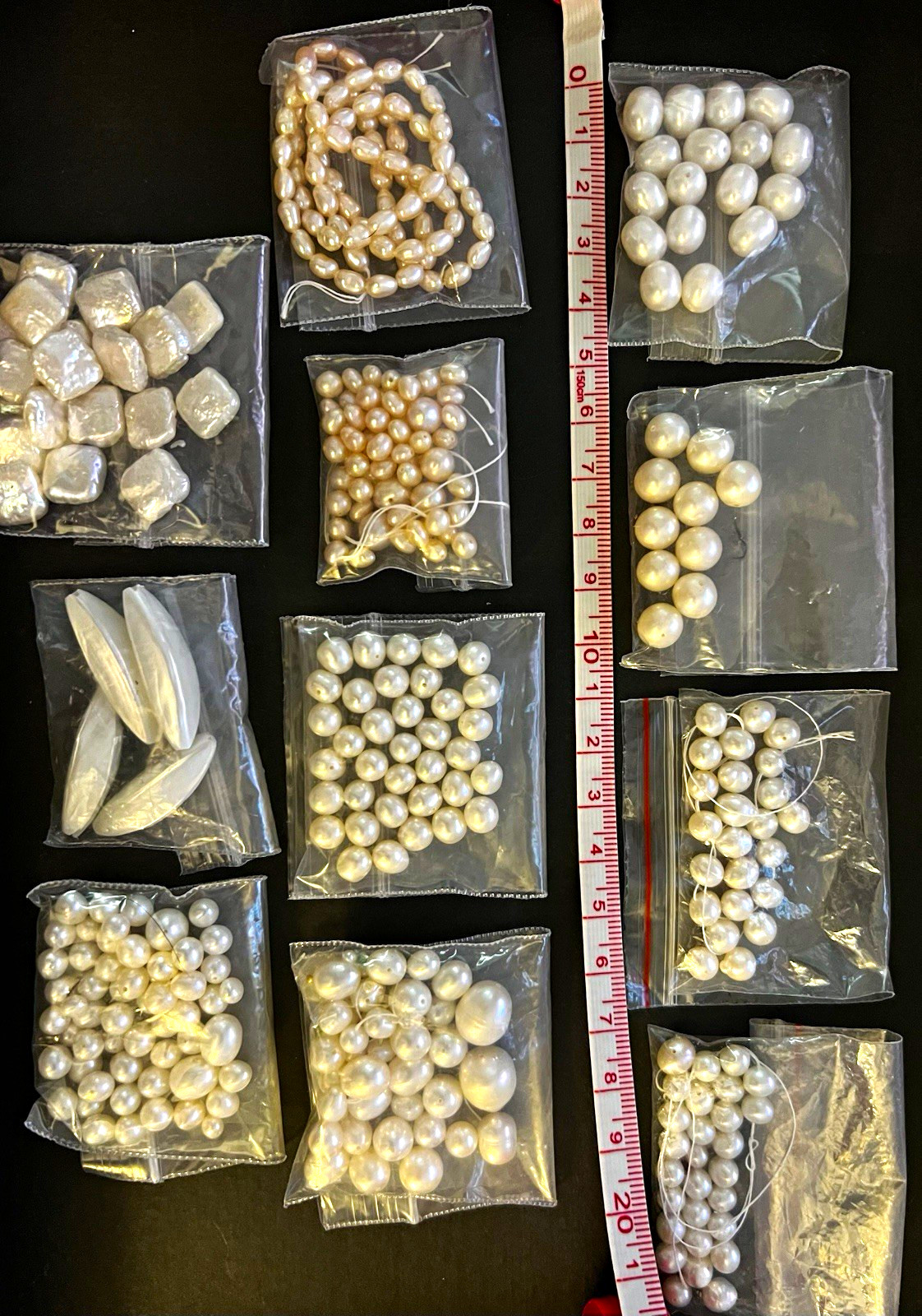 Mixed White and light pink Pearl Beads ,drilled