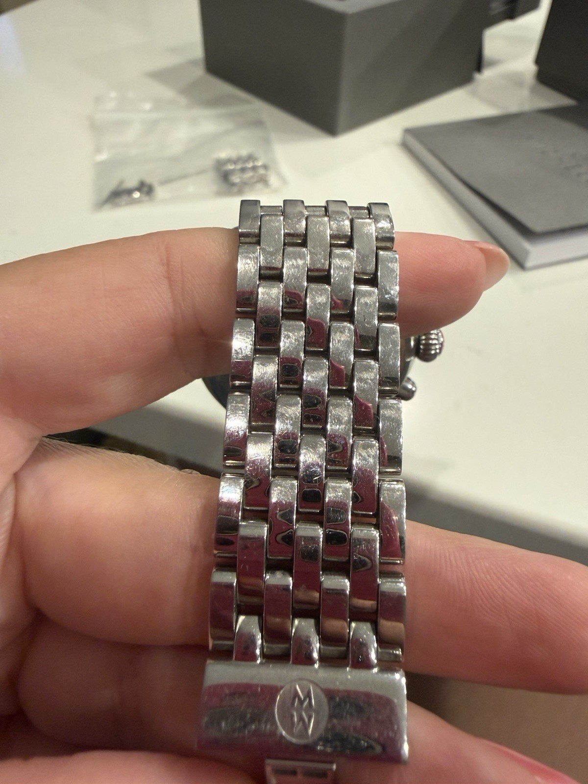 MICHELE CSX Diamond Chronograph Quartz Watch Diamond Markers MOP Dial Box