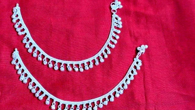 Tribal ethnic silver India payal bells anklet chain Boho ankle bracelet bells