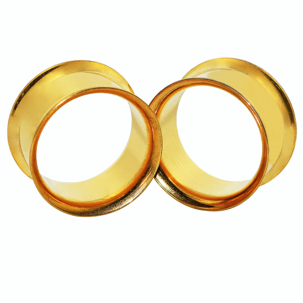 Pair Ear Tunnel Plug Stainless Steel Hollow Double Flared Expander Piercing