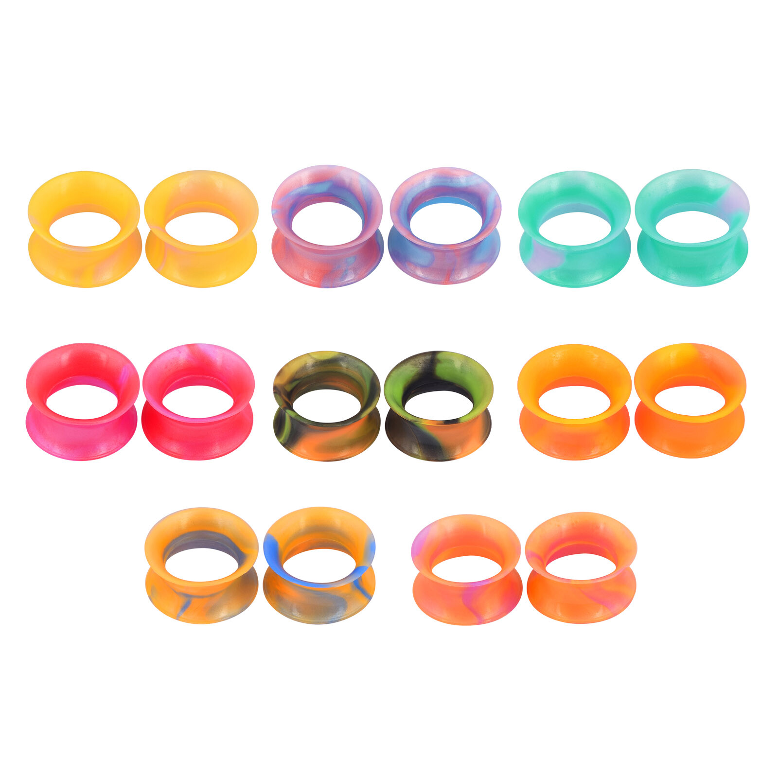 1Pair Colorful Soft Thin Silicone Double Flared Tunnels Ear Gauges Plugs Earskin