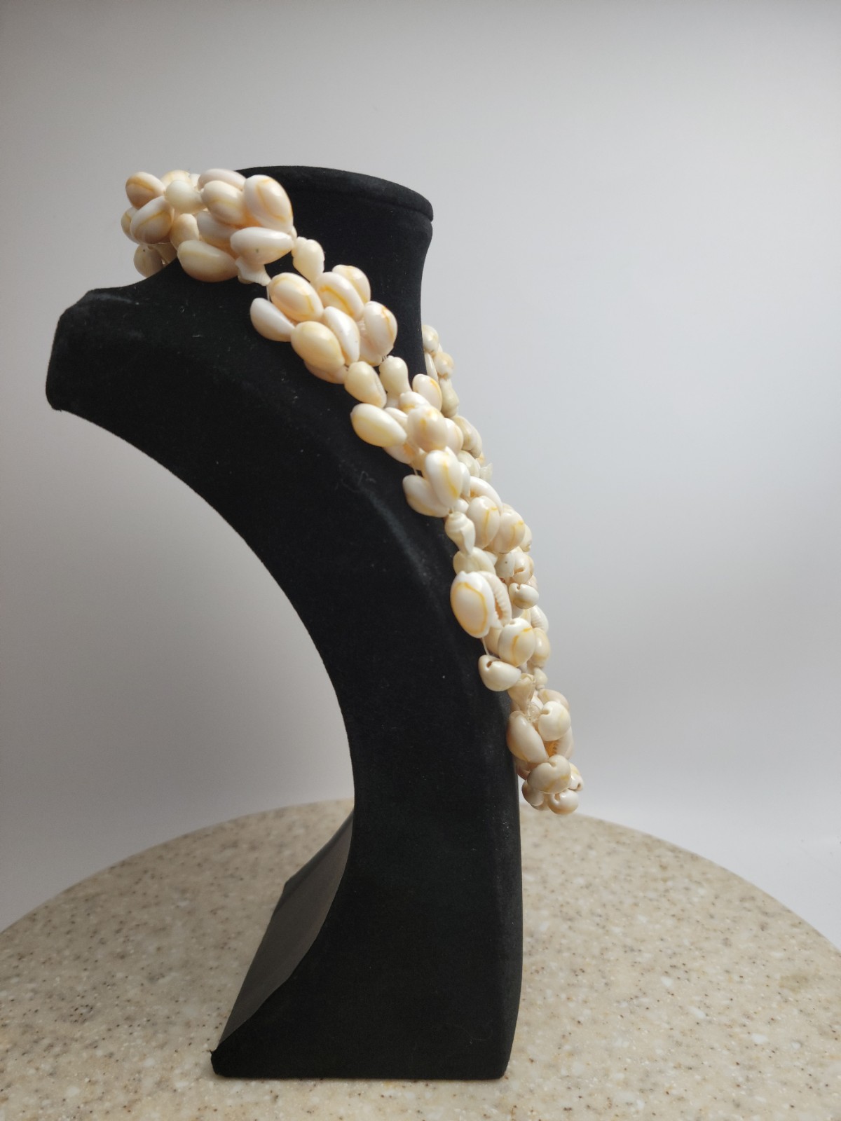 Vintage Genuine Cowrie Shell Cluster Necklace Long Strand Beach Boho Tribal