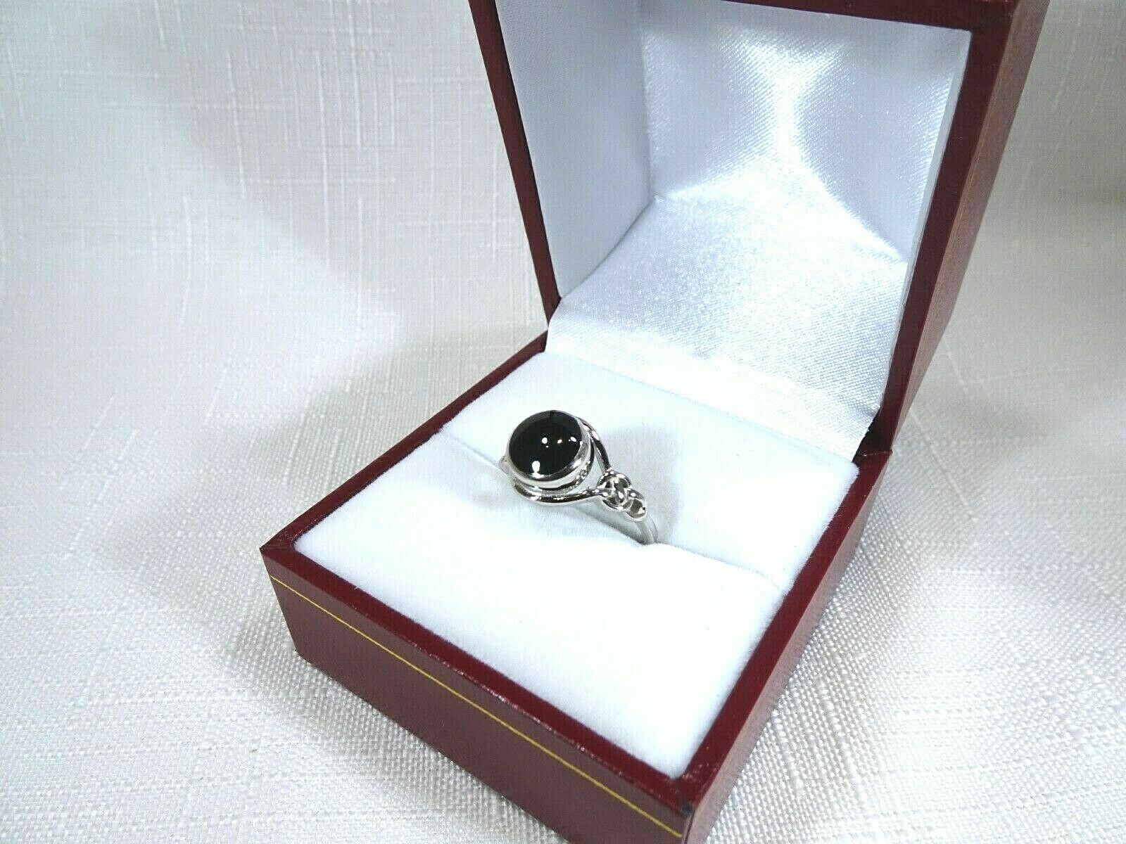 Lab-Created Black Onyx Solid Sterling Silver Celtic Knot Ring-size US (7) AU (O)