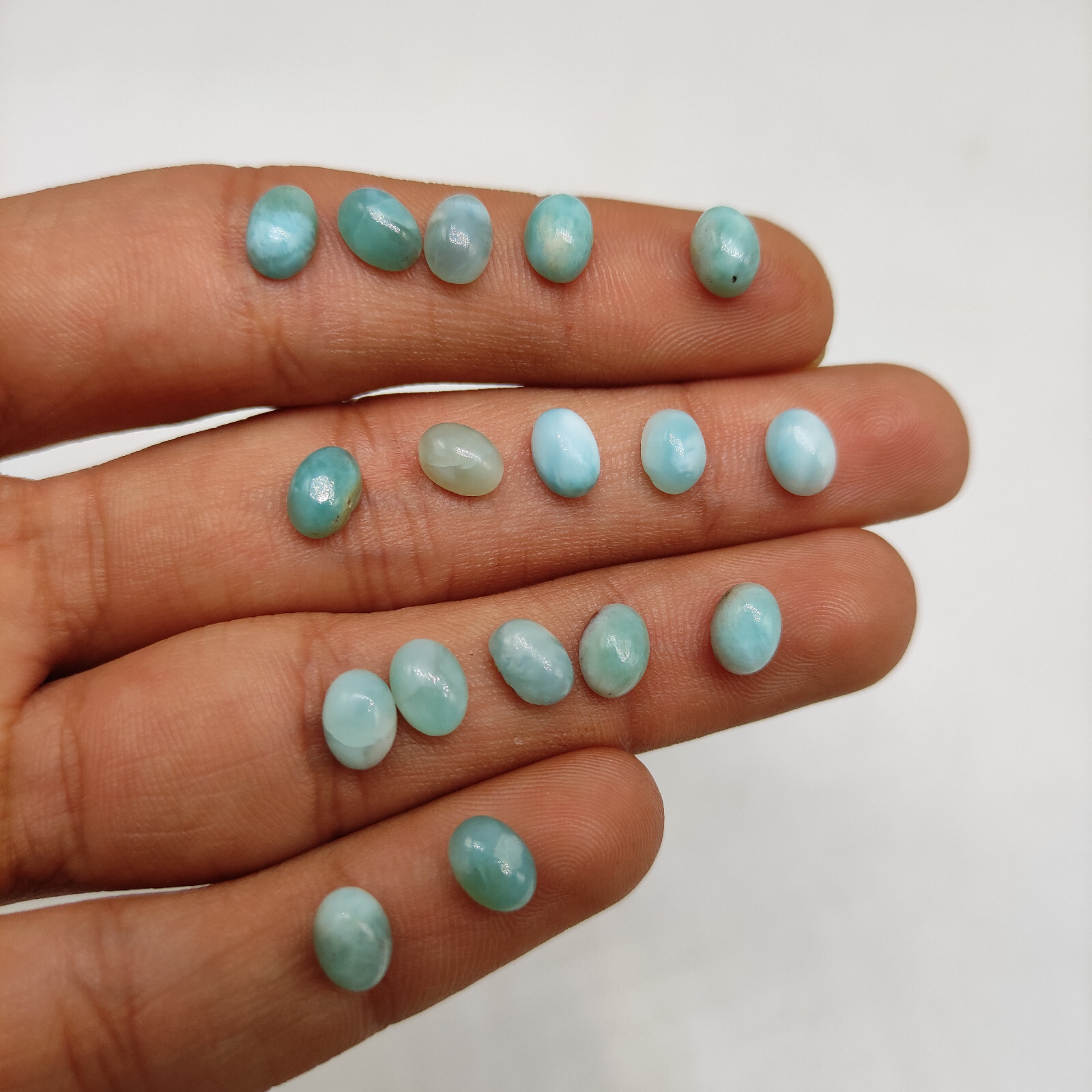 7X5 MM Oval larimar cabochon sky blue larimar demonican republic gemstone M6977