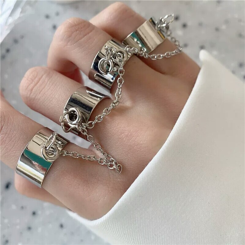 Punk Hip Hop Link Chain Rings For Men/Women Teen Girl Cool Fashion Gothic Rings.