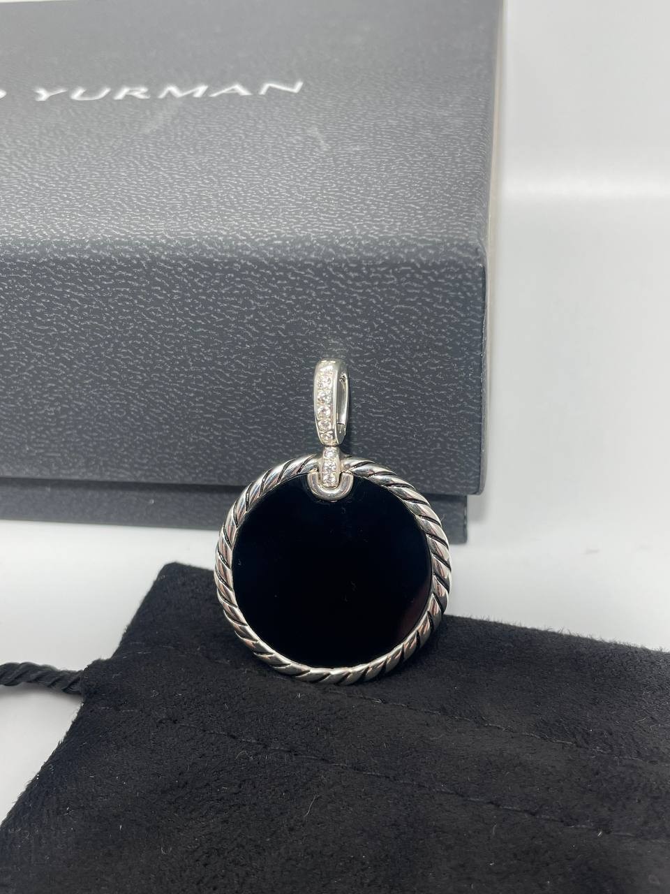 Authentic david yurman elements pendant black onyx mother of pearl and diamonds