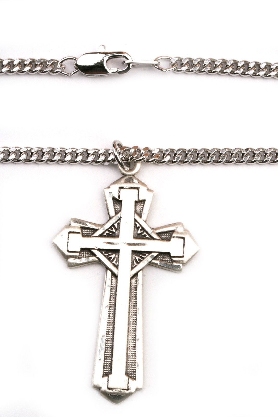 Men’s 925 Sterling Silver Cross 1 5/8 x 7/8 Pendant Religious Necklace 24 Chain