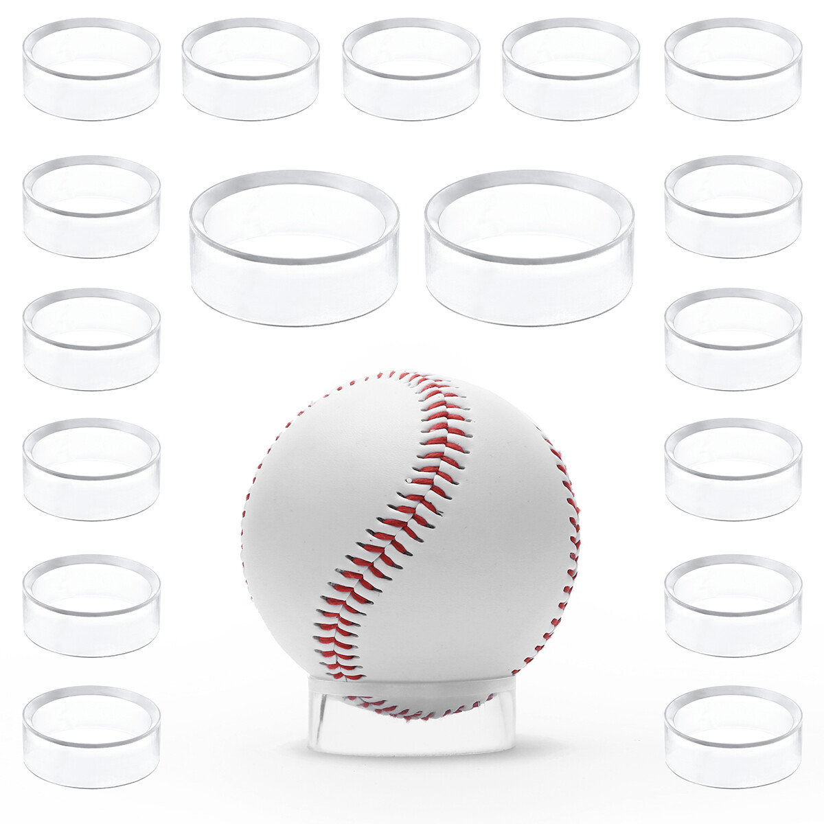 30 PCS Clear Baseball Holder Display Stand Ring Beveled Large 1-5/8″ Hold 20lb