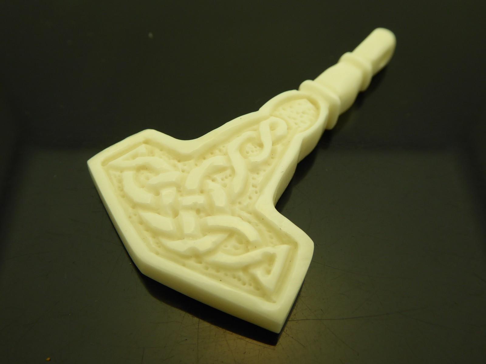 Thor’s Hammer Celtic Mjolnir Viking Norse Water Buffalo Bone Pendant Necklace