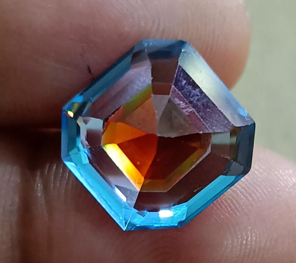 Natural Bi-Color Pitambari Sapphire 11 Ct Asscher Cut Certified Loose Gemstone
