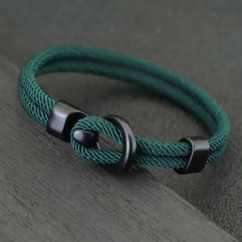 Fabric Rope Magnet Clasp Bracelet Men Outdoor Braided Milan Paracord Jewelry