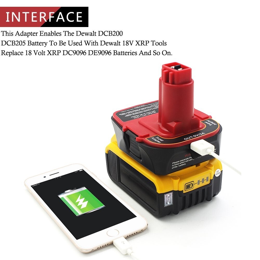 Battery Adapter for Dewalt DCA1820 18V 20V Converter with USB Power Bank