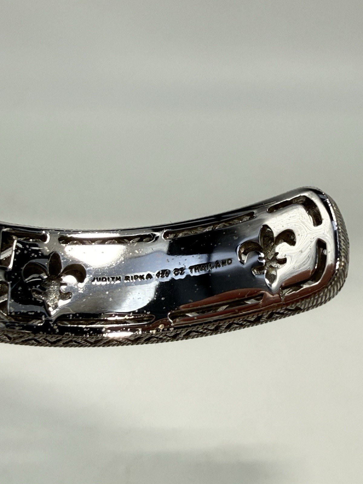 Judith Ripka 925 Sterling CZ Blue Sapphire & Diamonique Cuff Bracelet (J-450)