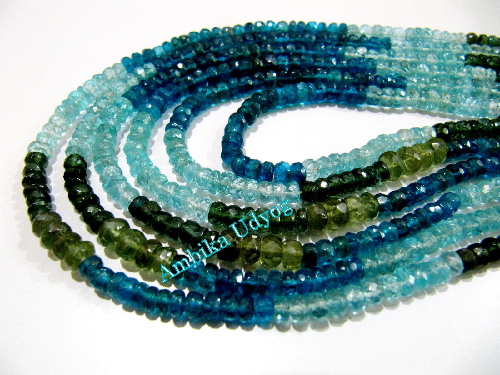 Natural Multi Apatite Beads Rondelle Faceted, approx. 3-5mm Size Strand 14″ long