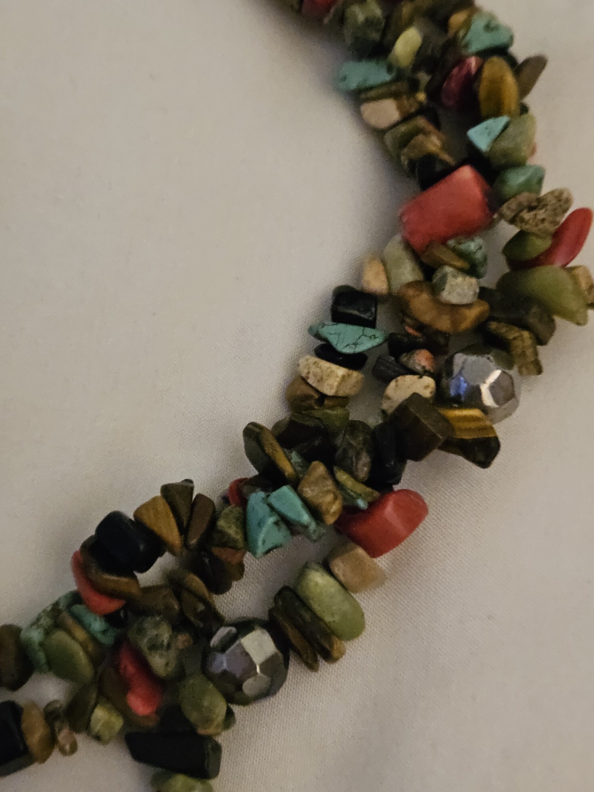 Cross Pendant Necklace & Earrings Set, Colorful Chip Stone Beads Fashion Jewelry