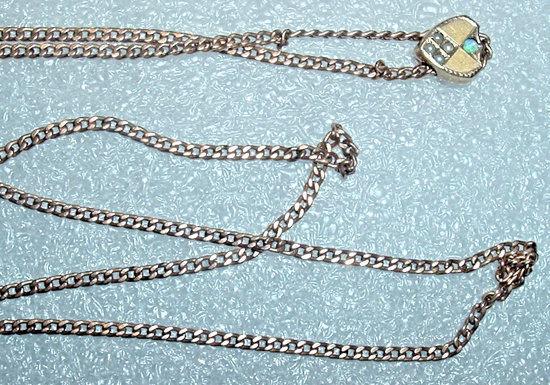 S.O.B. 12K GF Pocket Watch CHATELAINE CHAIN Seed PEARLS Fire OPAL 48″ 13.5grs