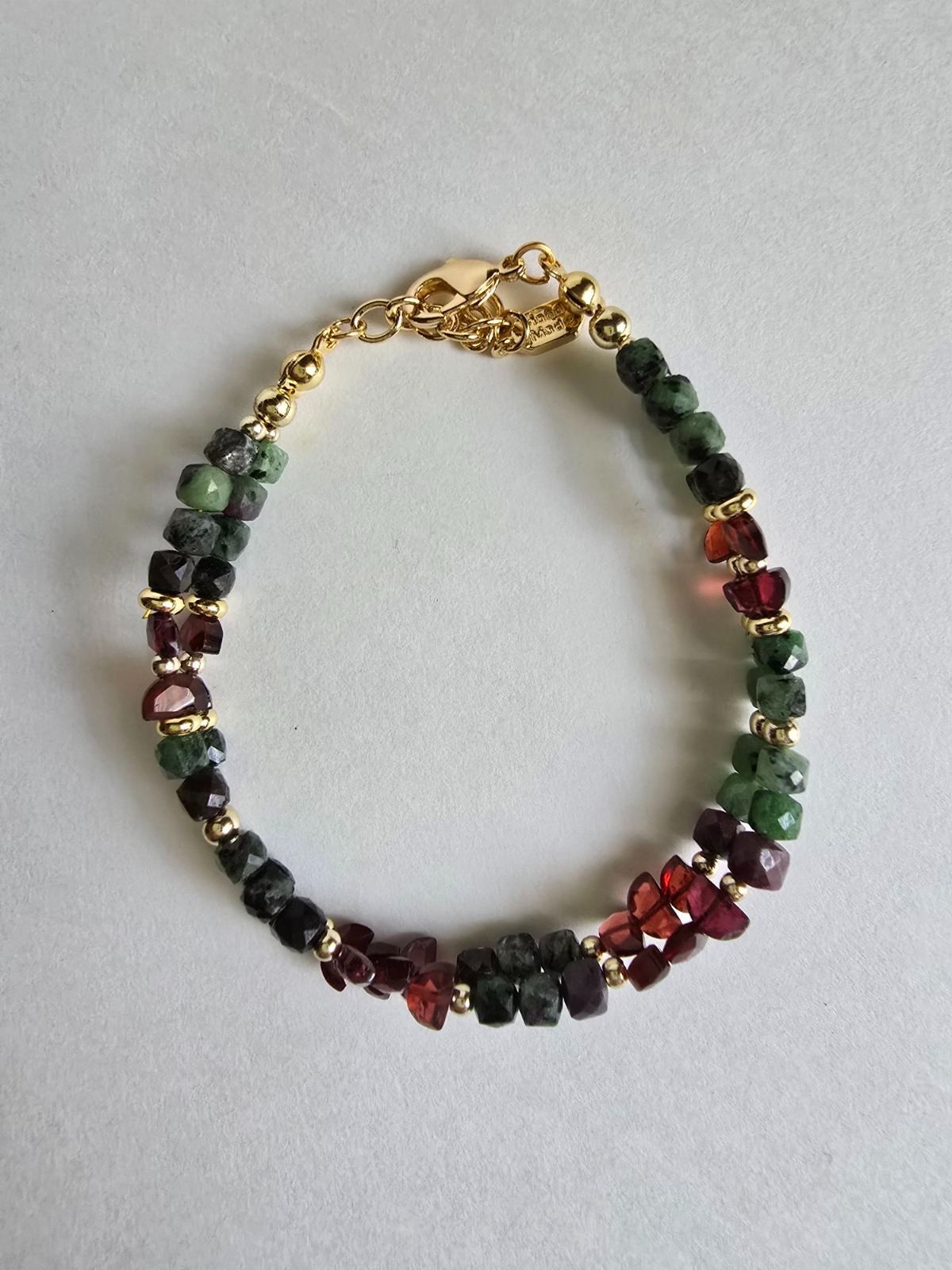 Ruby Zoisite Garnet Beaded Bracelet Natural Gemstone Handmade Jewelry Gift