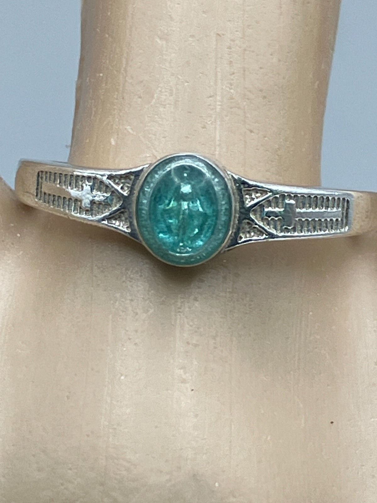 Bliss Sterling Silver Our Lady of Guadalupe and Cross Ring Size 8