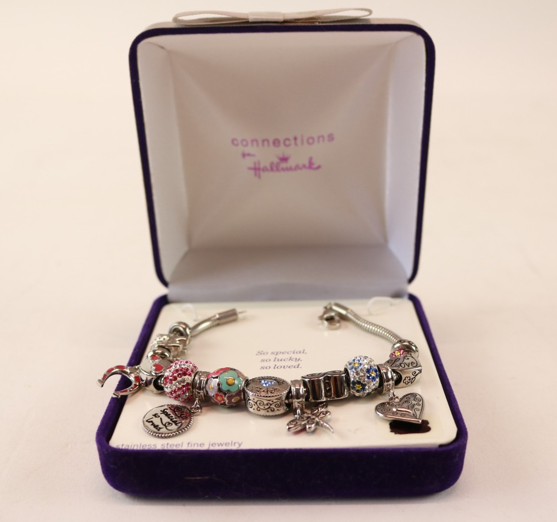 Connections From Hallmark Stainless Steel Charm Bracelet 7.75″