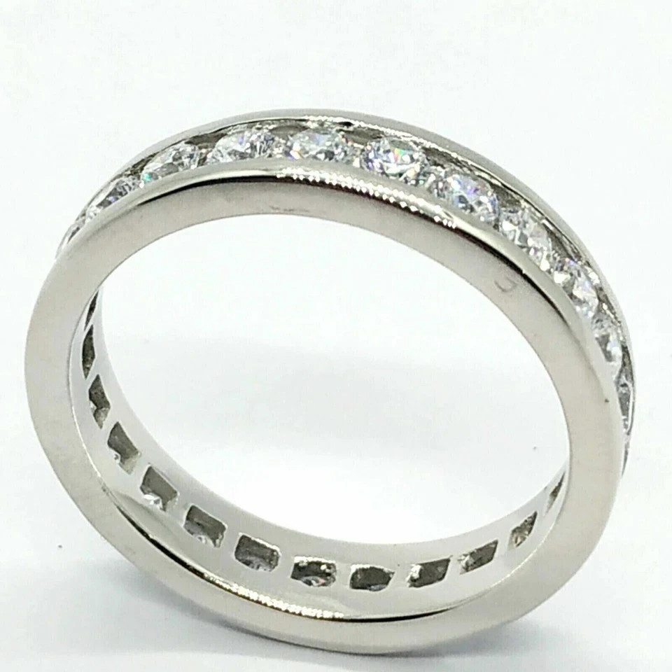 Men’s 2.50 Ct Round Moissanite Anniversary Wedding Band Real 925 Sterling Silver