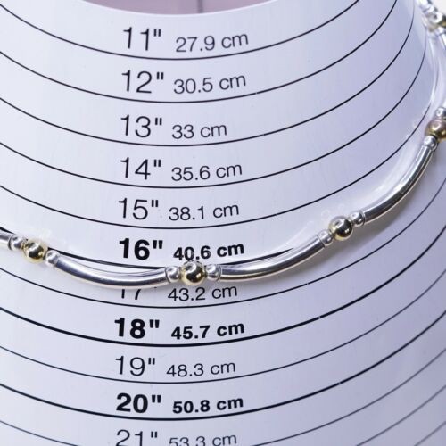 17”, 4mm, Vtg Two Tone 925 Sterling Silver Bone DNA necklace, Stamped 925
