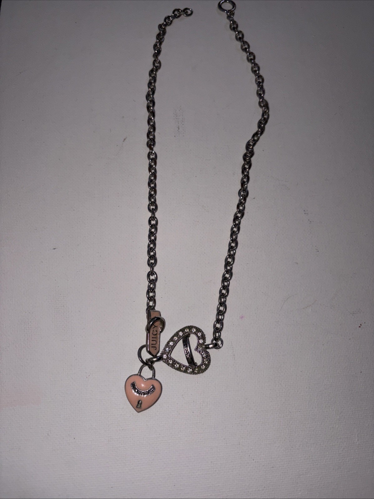 Vintage Y2K Juicy Couture Charm Necklace (Light Pink) (Missing End Bar)