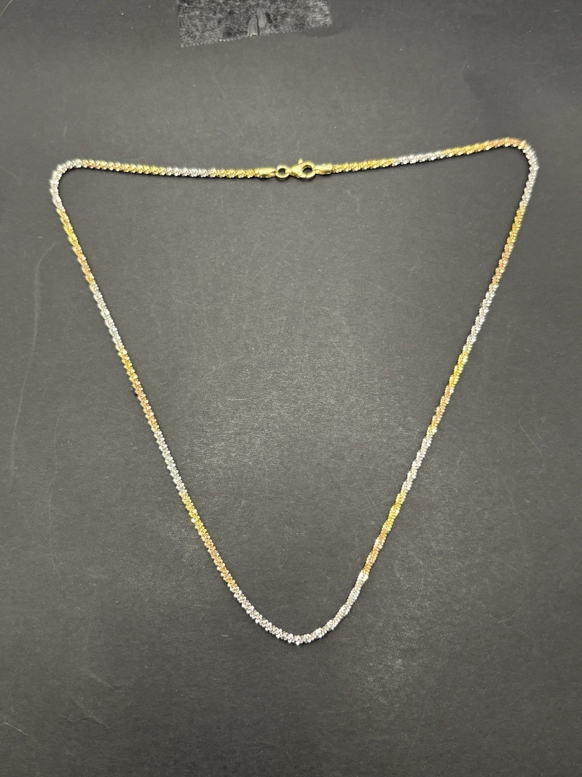 EUC 18″ Sterling Silver Tri Color Sparkle Chain 3.9 Grams G22