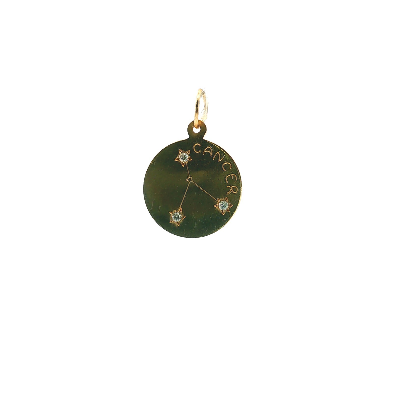 Vintage 13K-14K Yellow Gold Diamond Cancer Star Sign Pendant 0.09 cttw 1.25″