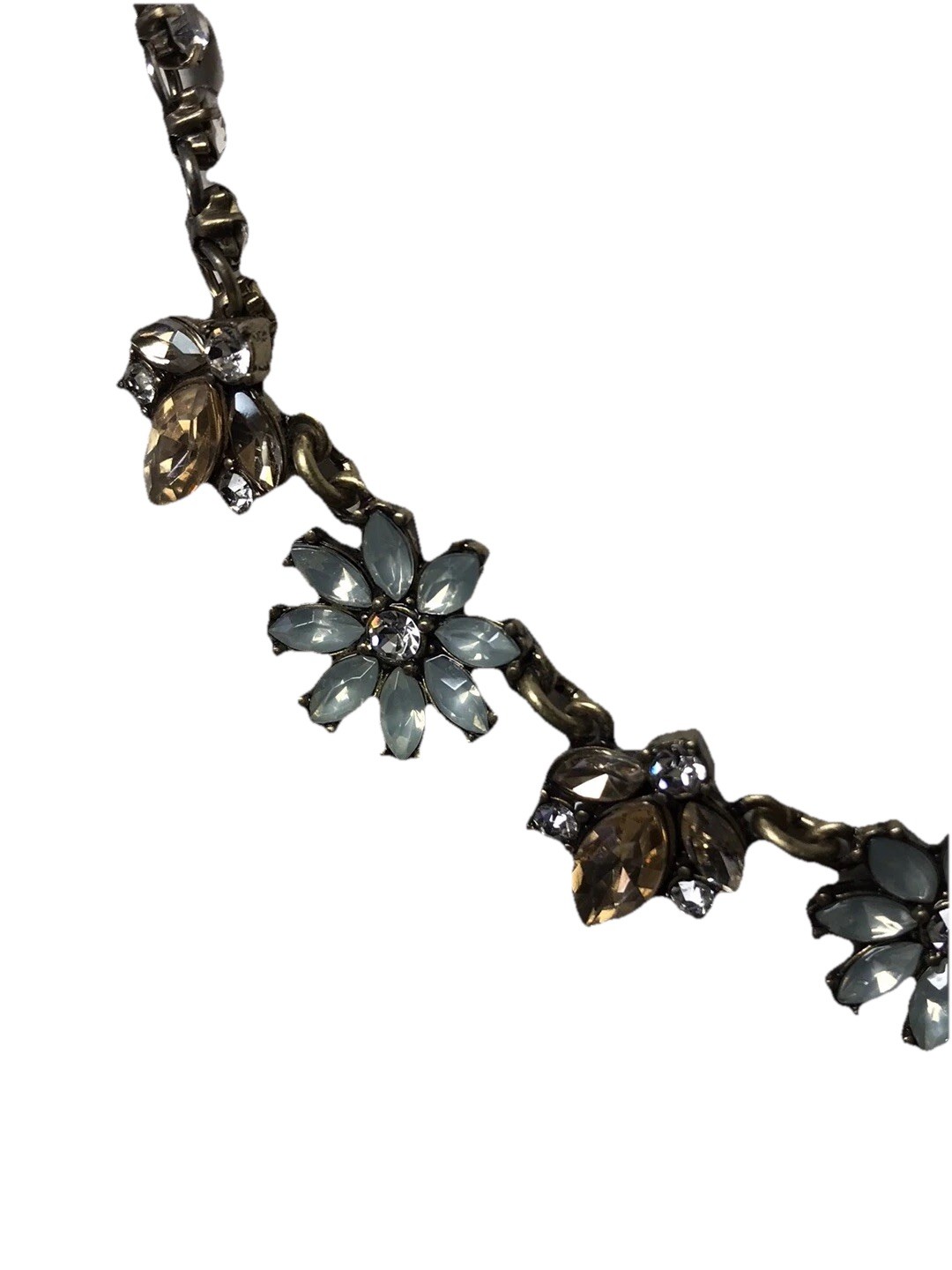 Chloe & Isabel Statement necklace, brass tone, pale blue and peach stones