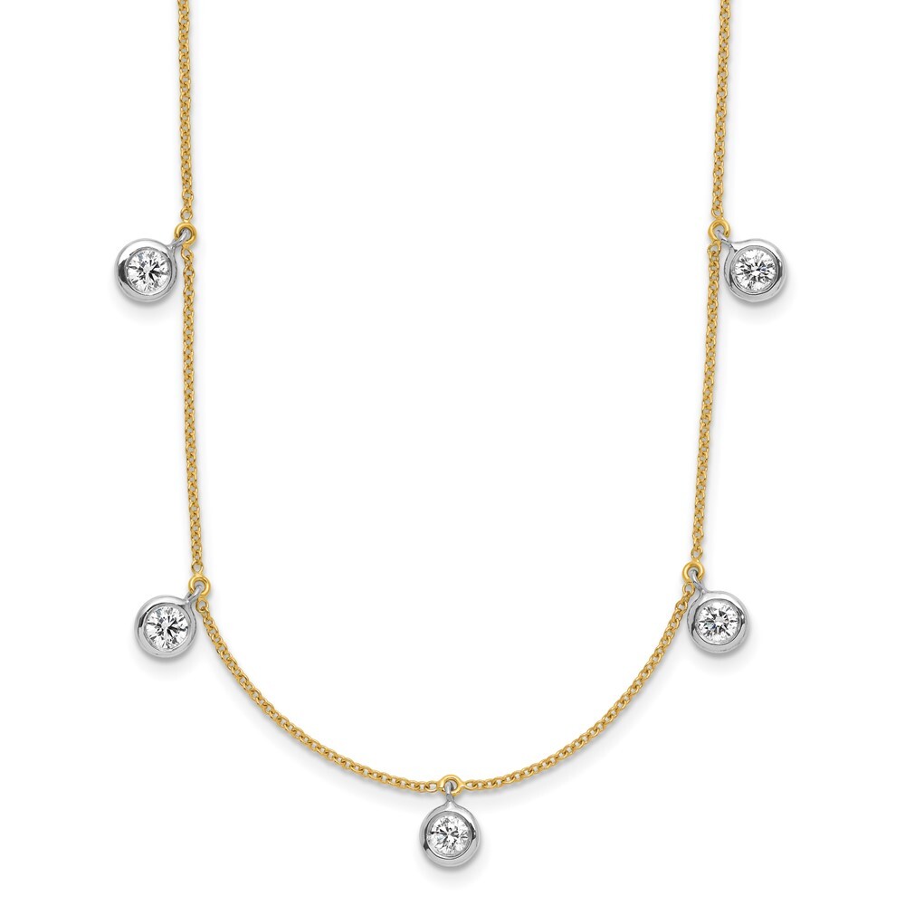 18K Two-tone Gold Diamond Stations Necklace 18″ for Women 3.97gram