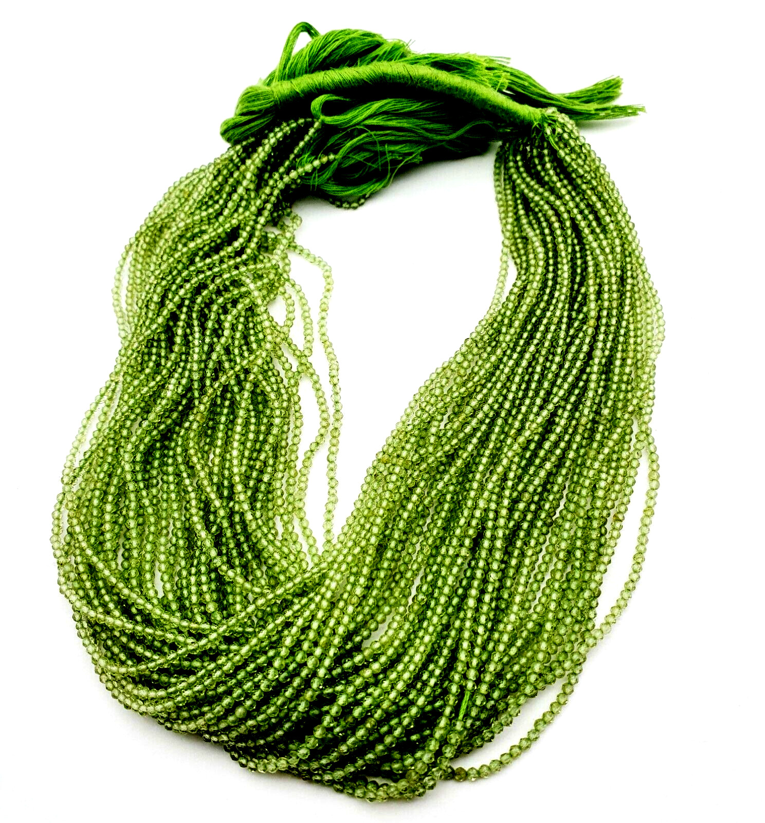 Natural Peridot Gemstone Roundelle Faceted Beads Strand 2 MM 13 Inch.