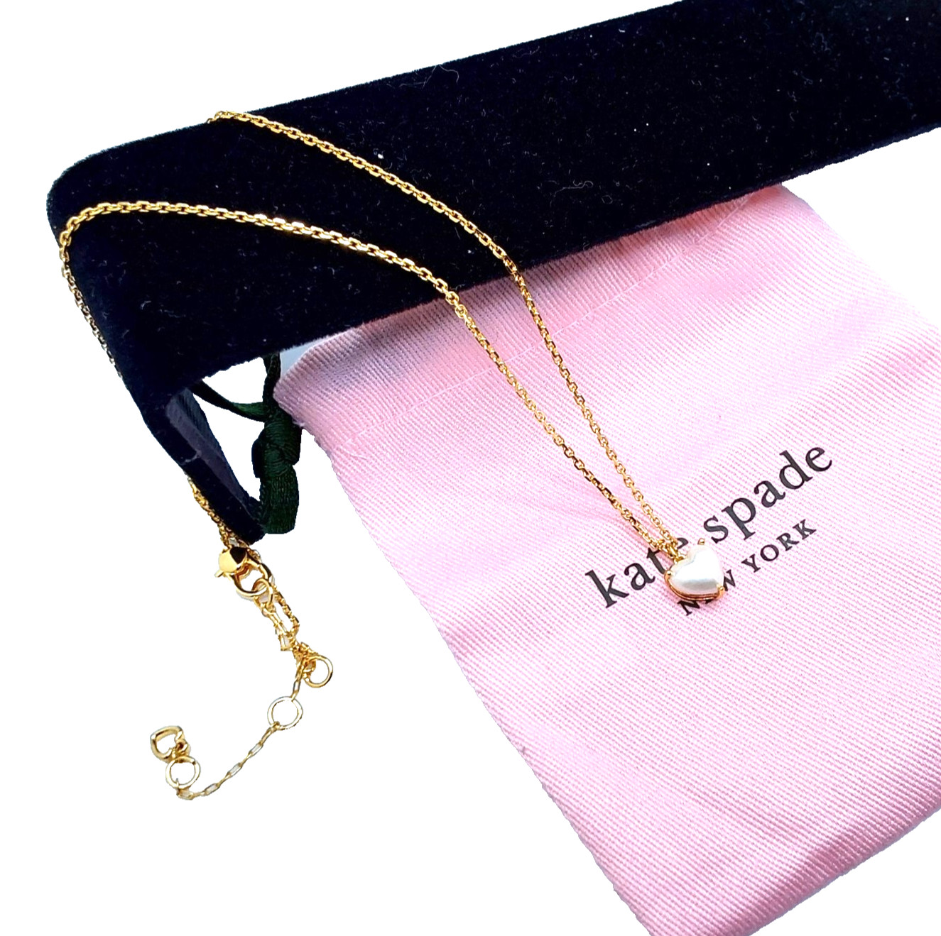Kate Spade New York Elegant Gold Tone Pearl Heart Pendant Necklace