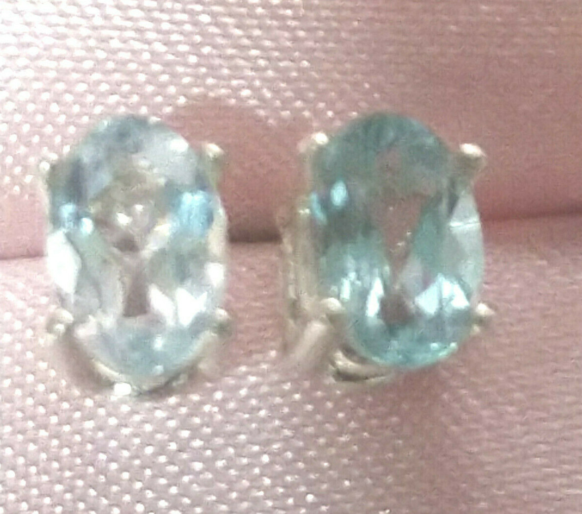 6mmX4mm OVAL APATITE STUDS – SET IN .925 STERLING SILVER-