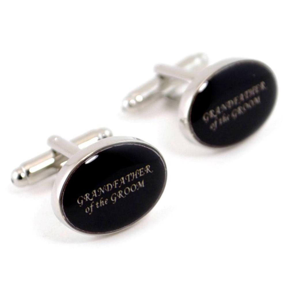 PERSONALISED WEDDING PARTY CUFFLINKS PAIR High Quality NEW w GIFT BAG Black Oval