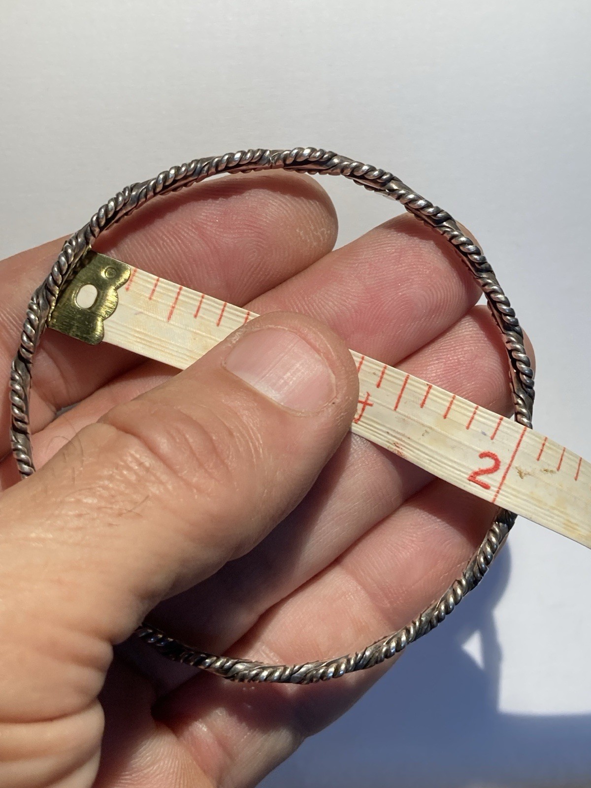 Bangle Bracelet Sterling 925 Silver Braided Rope 16 Grams 2 1/8 In Diameter m002