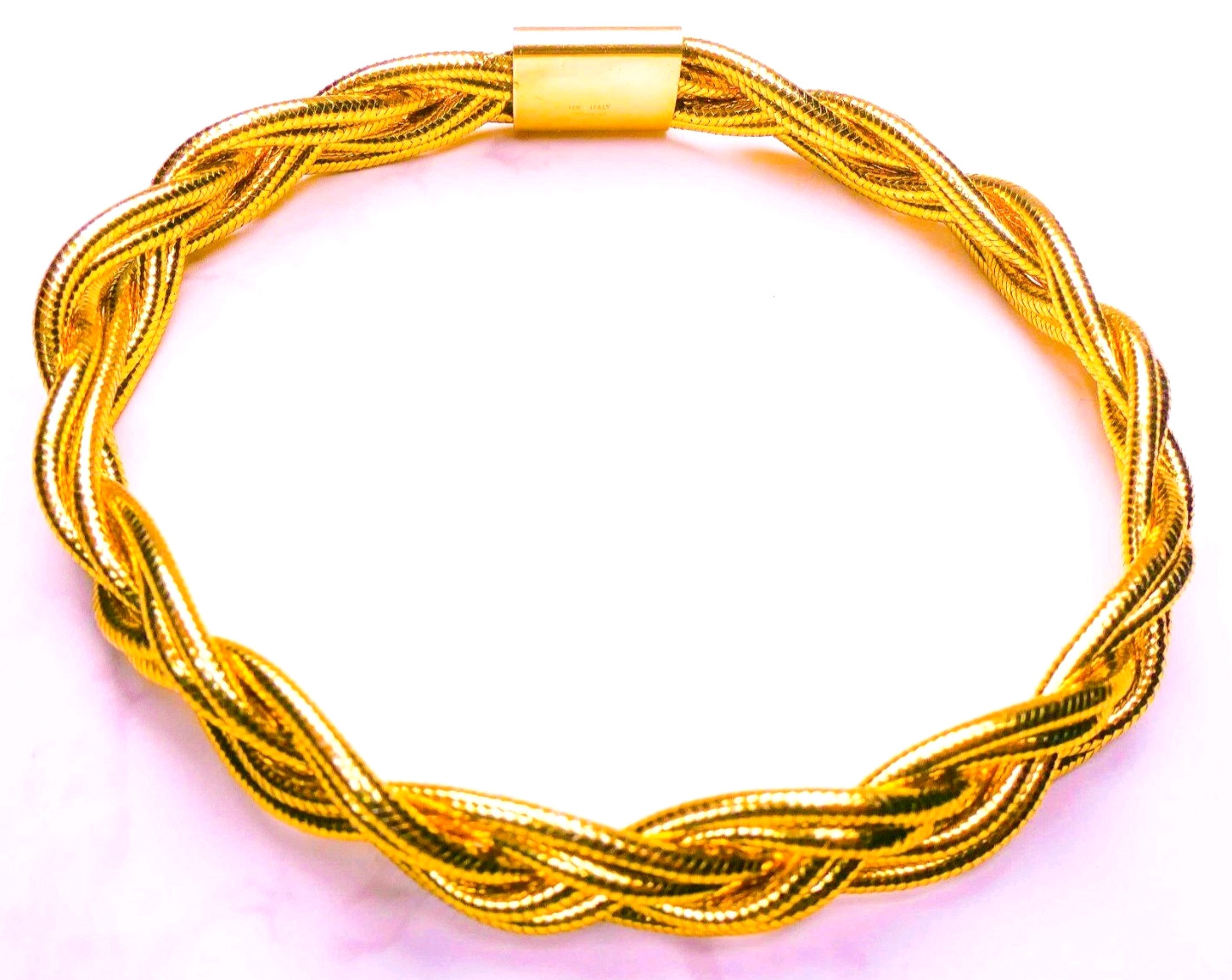 14K Italy Double Strand Braided Bracelet 8″ 6.75g Golden Clef International