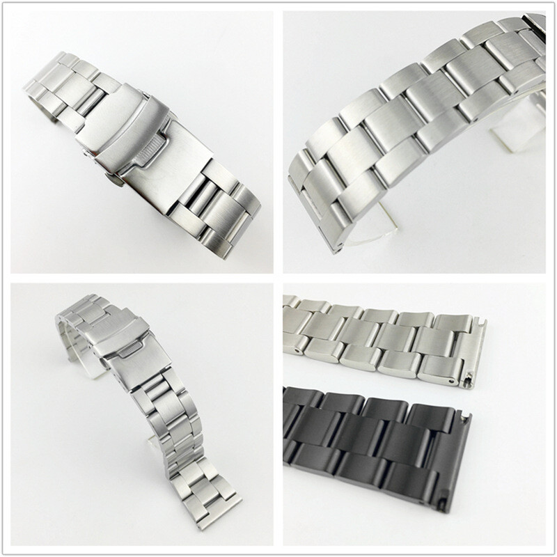 Solid Brushed Stainless Steel Watch Band Straps Mens Wristbands 18 20 22 24 26mm