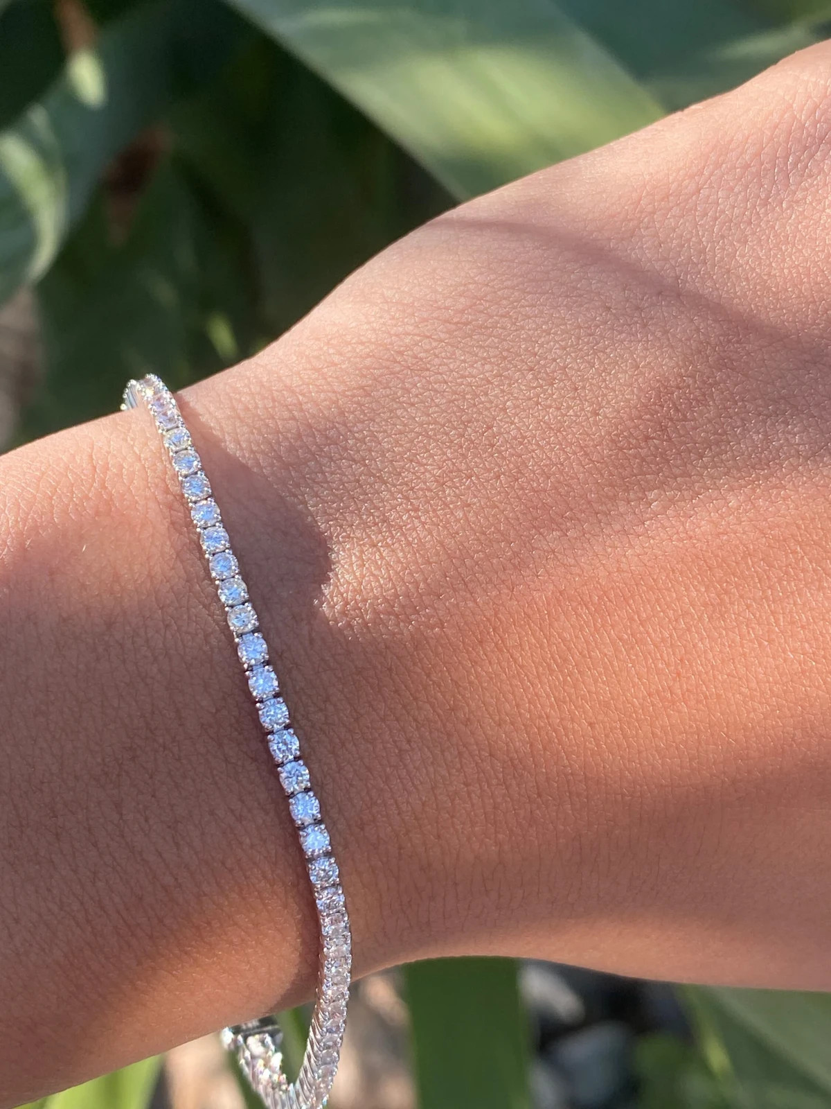 Round Cut Natural Diamond EF/VS GDGL Women’s Tennis Bracelet 14k White Gold