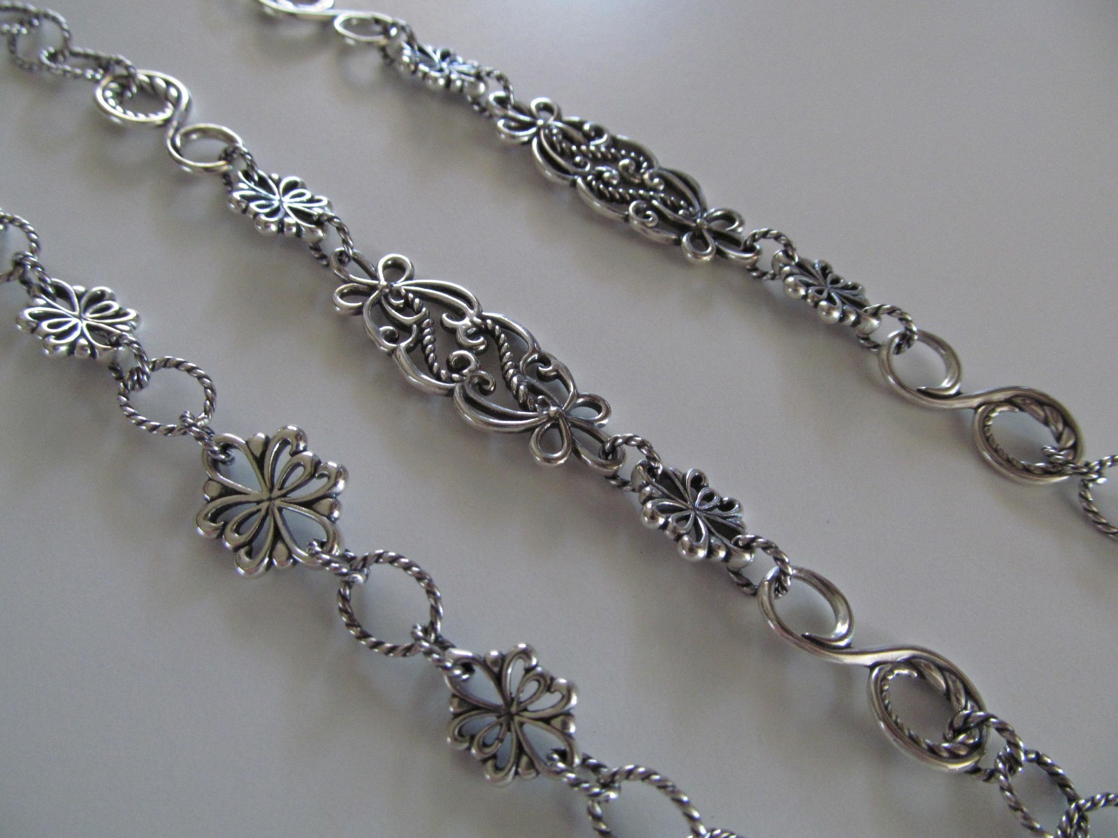 Carolyn Pollack Sterling Silver Scroll Link 24” Necklace & 8” Bracelet Set 40.g