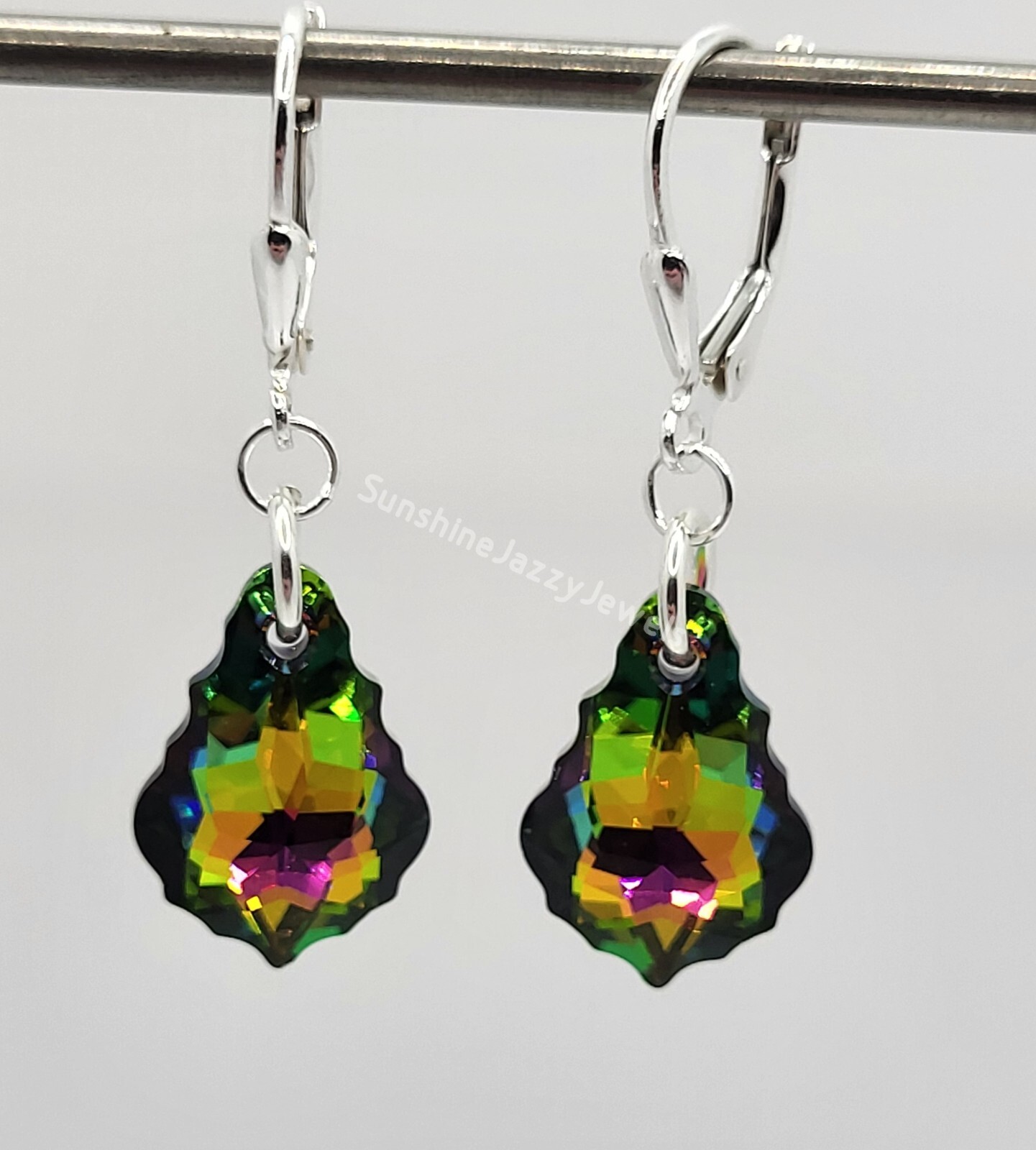 m/w Sterling Silver Swarovski Crystal Vitrail Medium Baroque Earrings; Leverback