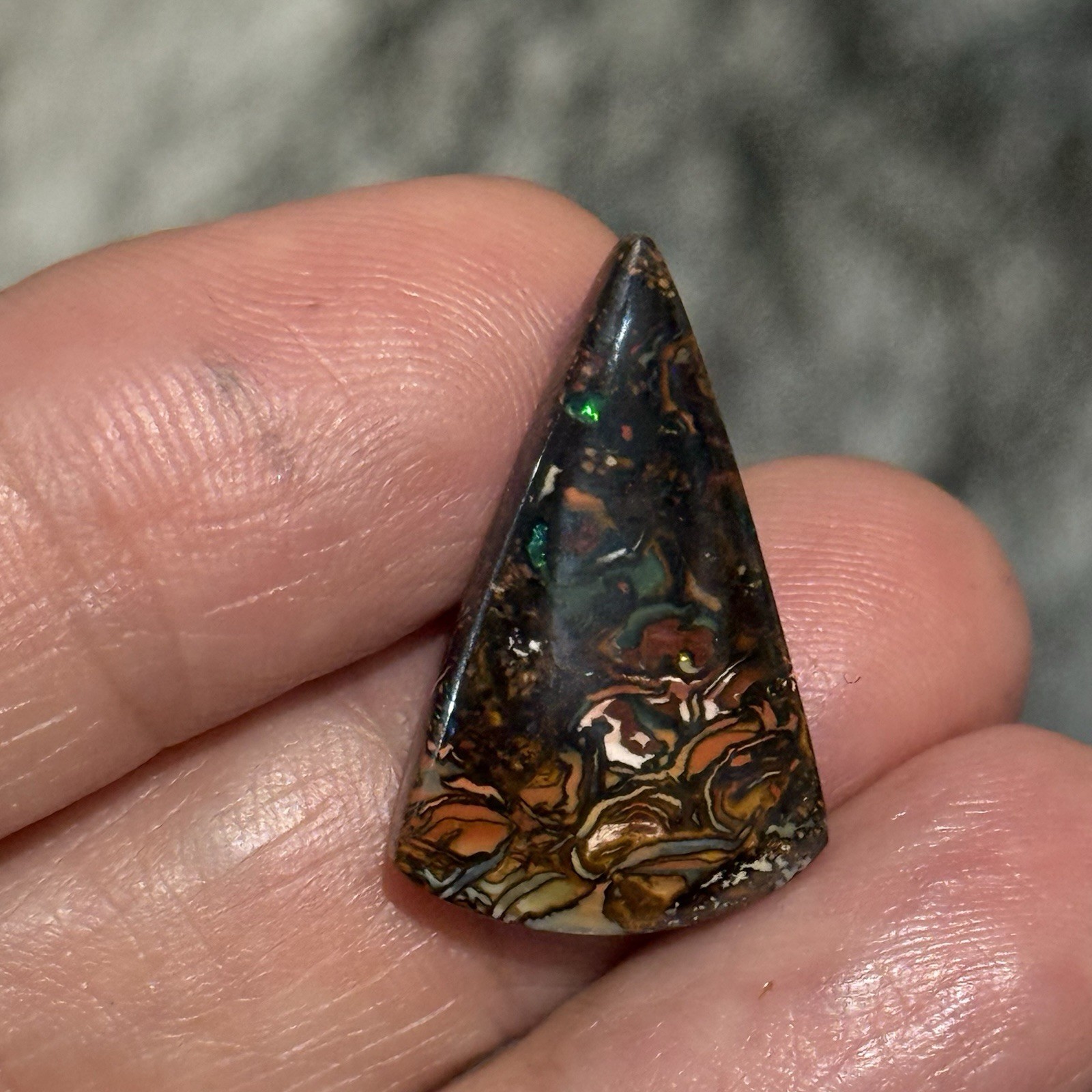 11ct 25×15.8×3.7mm Colorful Australian Koroit Boulder Opal Drop Cabochon Gem