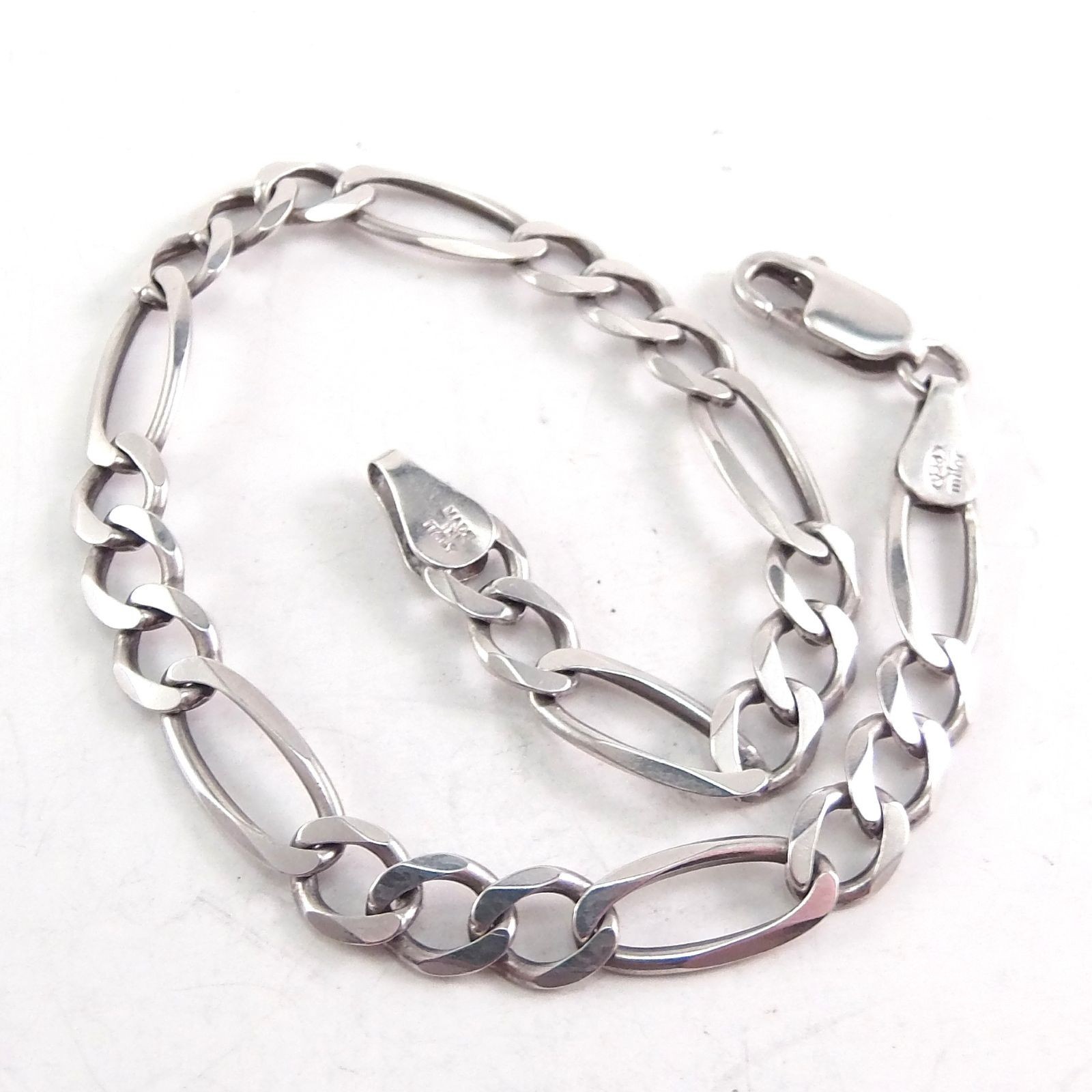 Vintage Milor 925 Solid Sterling Silver Figaro Link Bracelet 7.5″ Long 5.7mm