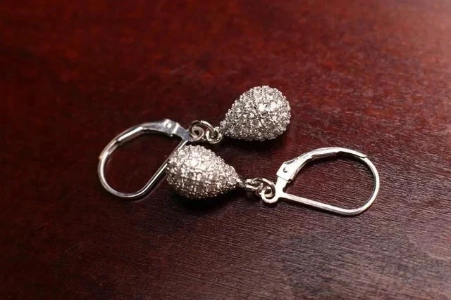 2Ct Round Lab CreatedDiamond Drop/Dangle Teardrop Earrings 14k White Gold Plated